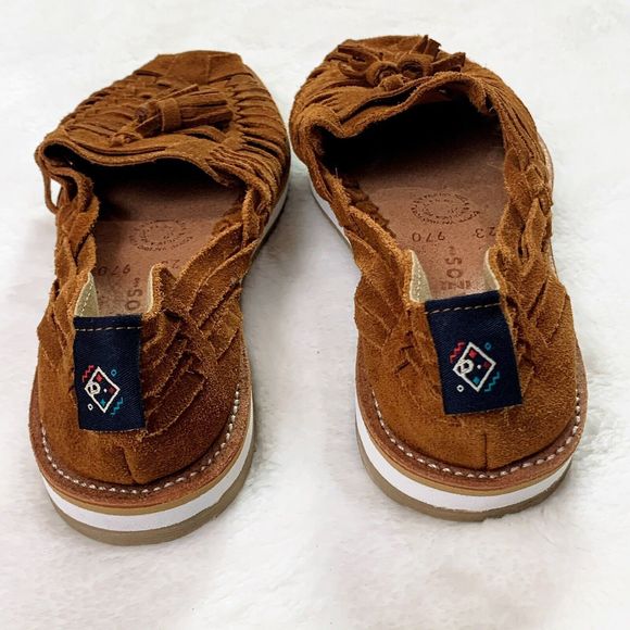 Pazos Mexican Shoes Size 6 23 Brown Leather Santa Clara Tassle Handmade - Picture 4 of 9